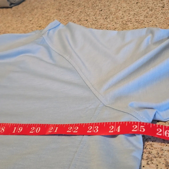 Dressin Sky Blue Soft Top Short Sleeve Hi-Lo Hem Boatneck Women Size XL - Picture 6 of 14